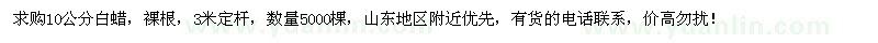 求購10公分白蠟5000棵
