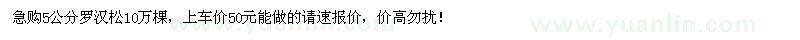 求購5公分羅漢松10萬棵