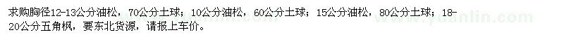 求購油松、五角楓
