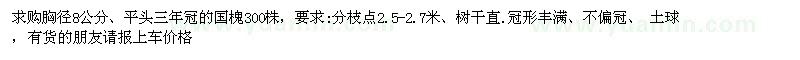 求購胸徑8公分、平頭三年冠的國槐