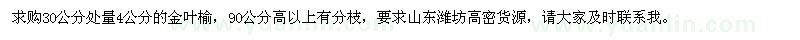 求購(gòu)30公分處量4公分的金葉榆
