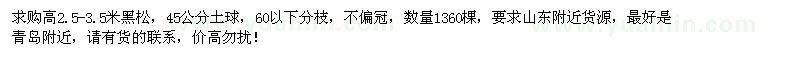 求購(gòu)高2.5-3.5米黑松1360棵
