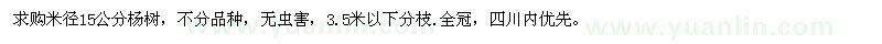 求購(gòu)米徑15公分楊樹(shù)