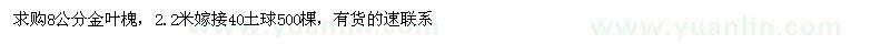 求購8公分金葉槐