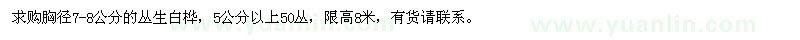 求購胸徑7-8公分的叢生白樺