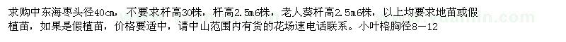 求購中東海棗,小葉榕