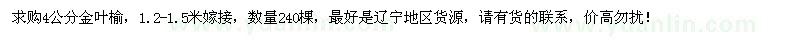 求購4公分金葉榆240棵