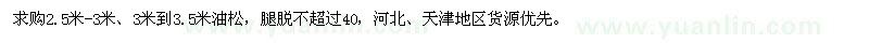 求購2.5米-3米,3米到3.5米油松