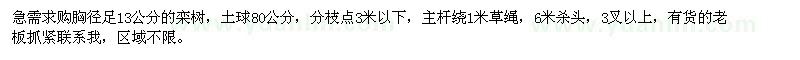 求購胸徑足13公分的欒樹