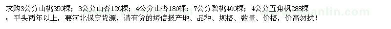 求購(gòu)山桃、山杏、碧桃、五角楓等苗木