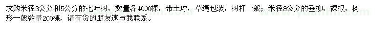 求購(gòu)七葉樹(shù)、垂柳