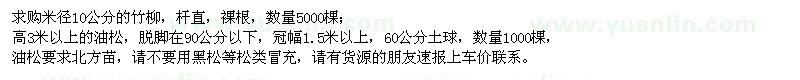求購竹柳、油松