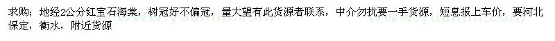 求購地經(jīng)2公分紅寶石海棠