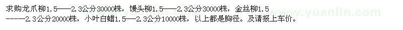 求購龍爪柳，饅頭柳，金絲柳，小葉白蠟