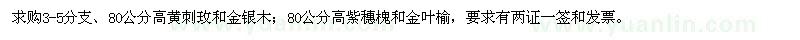 求購黃刺玫,金銀木,紫穗槐,金葉榆