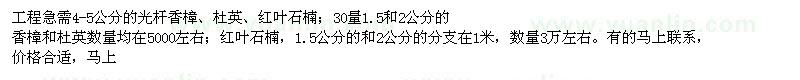 求購香樟,杜英,紅葉石楠