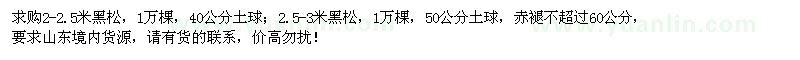 求購2-2.5米、2.5-3米黑松2萬棵