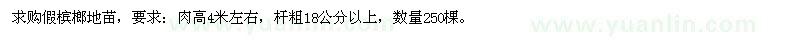 求購(gòu)假檳榔地苗250棵
