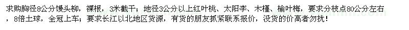 求購饅頭柳、紅葉桃、太陽李、木槿、榆葉梅