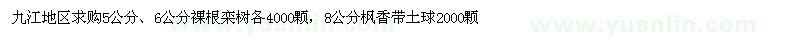 求購5公分、6公分欒樹