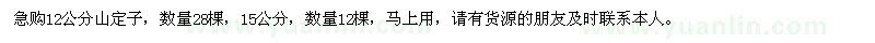 求購急購12公分山定子