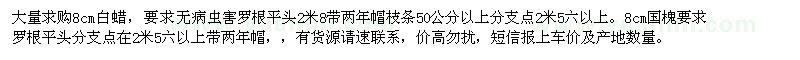 求購急求購8cm白蠟8cm國槐