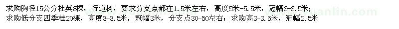 求購(gòu)15公分杜英、低分支四季桂