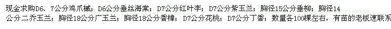 求購雞爪槭、垂絲海棠、紅葉李等苗木