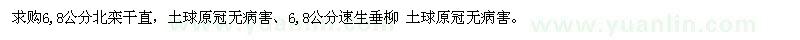求購(gòu)6.，8公分北欒速生垂柳