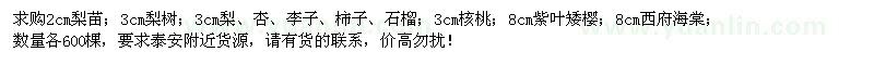 求購石榴、紫葉矮櫻、西府海棠等苗木