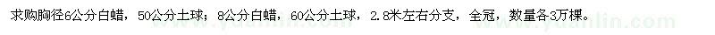 求購胸徑6公分,8公分白蠟
