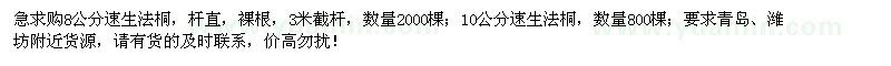 求購8、10公分速生法桐2800棵