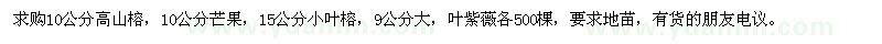 求購10公分高山榕