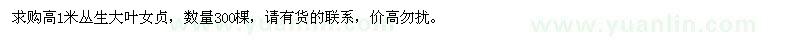 求購(gòu)高1米叢生大葉女貞300棵