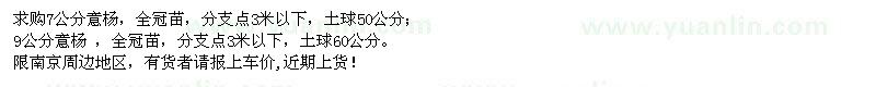 求購7公分和9公分意楊