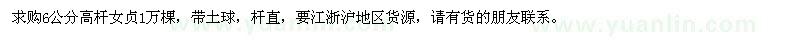 求購(gòu)6公分高桿女貞1萬棵