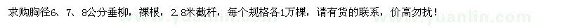 求購胸徑6、7、8公分垂柳各1萬棵