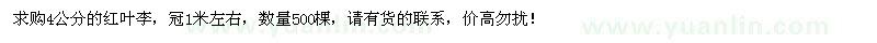 求購4公分紅葉李500棵