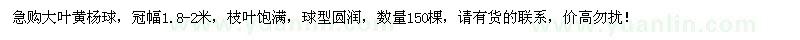 求購冠1.8-2米大葉黃楊球150棵