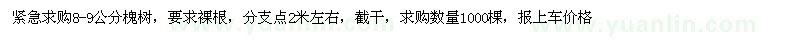 求購8-9公分槐樹1000棵