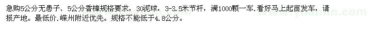 求購(gòu)5公分無患子、5公分香樟