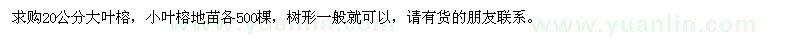 求購20公分大葉榕、小葉榕