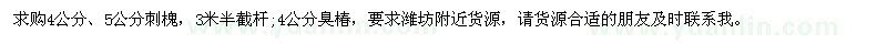 求購4公分、5公分刺槐