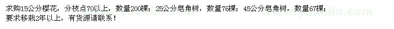 求購15公分櫻花、25、45公分皂角