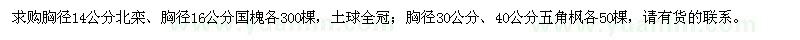 求購(gòu)北欒、國(guó)槐、五角楓