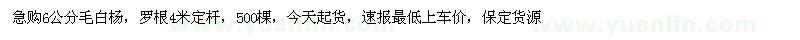 求購6公分毛白楊
