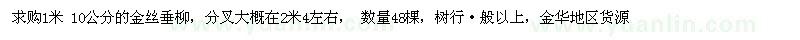 求購1米10公分的金絲垂柳