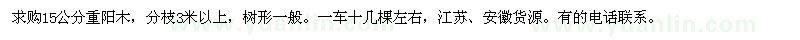 求購15公分重陽木