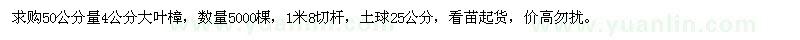 求購4公分大葉樟