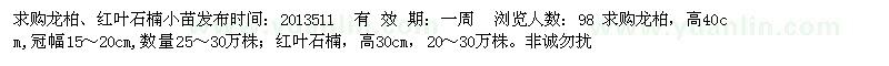 求購龍柏、紅葉石楠小苗